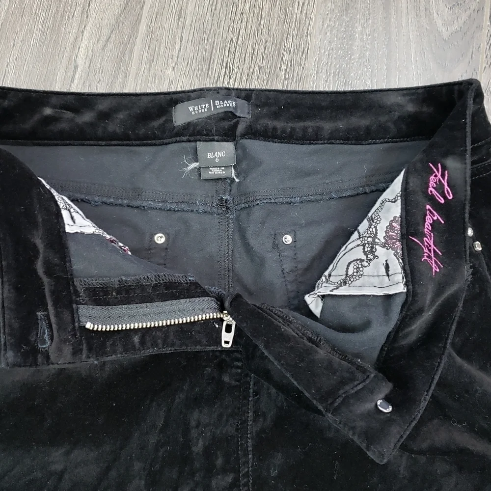 White House Black Market velvet crystal stud skirt - Picture 2 of 6